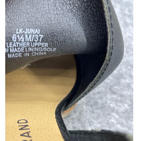 Lucky Brand Black Leather Peep Toe 3" Block Heel Slip On Mule Bootie Women 6.5 - Picture 11 of 11